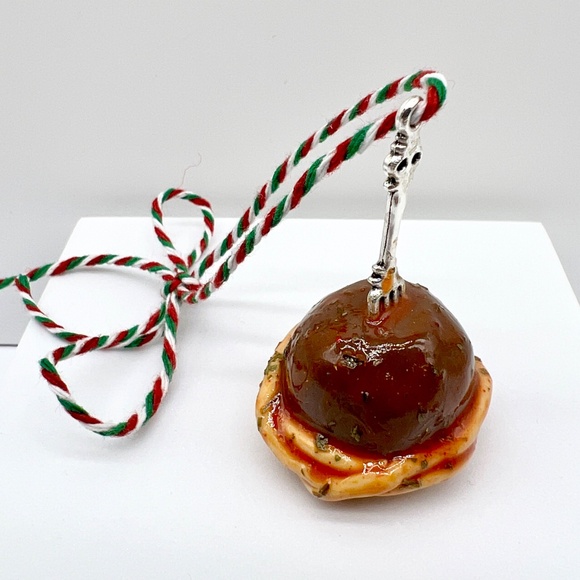 Spaghetti & Meatball Christmas Ornament – Handmade Clay Italian Food Ornament - Picture 12 of 16